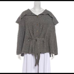 🎈SALE GREY TED BAKER CABLE KNIT WOOL PONCHO CAPE